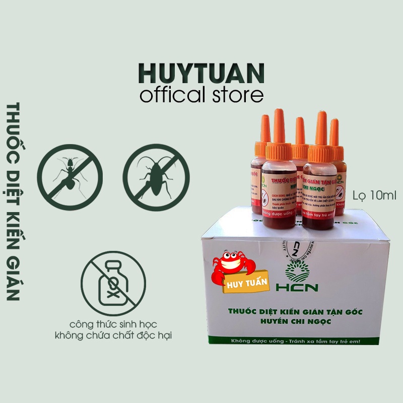 Combo 4 lọ Thuốc diệt kiến gián sinh học HCN, Set 4 lọ Thuốc diệt kiến gián sinh học dạng chai thân thiện với môi trường, an toàn gười dùng, hàng Việt Nam chất lượng cao, dung tích 10ml (TDK10) - Huy Tuấn
