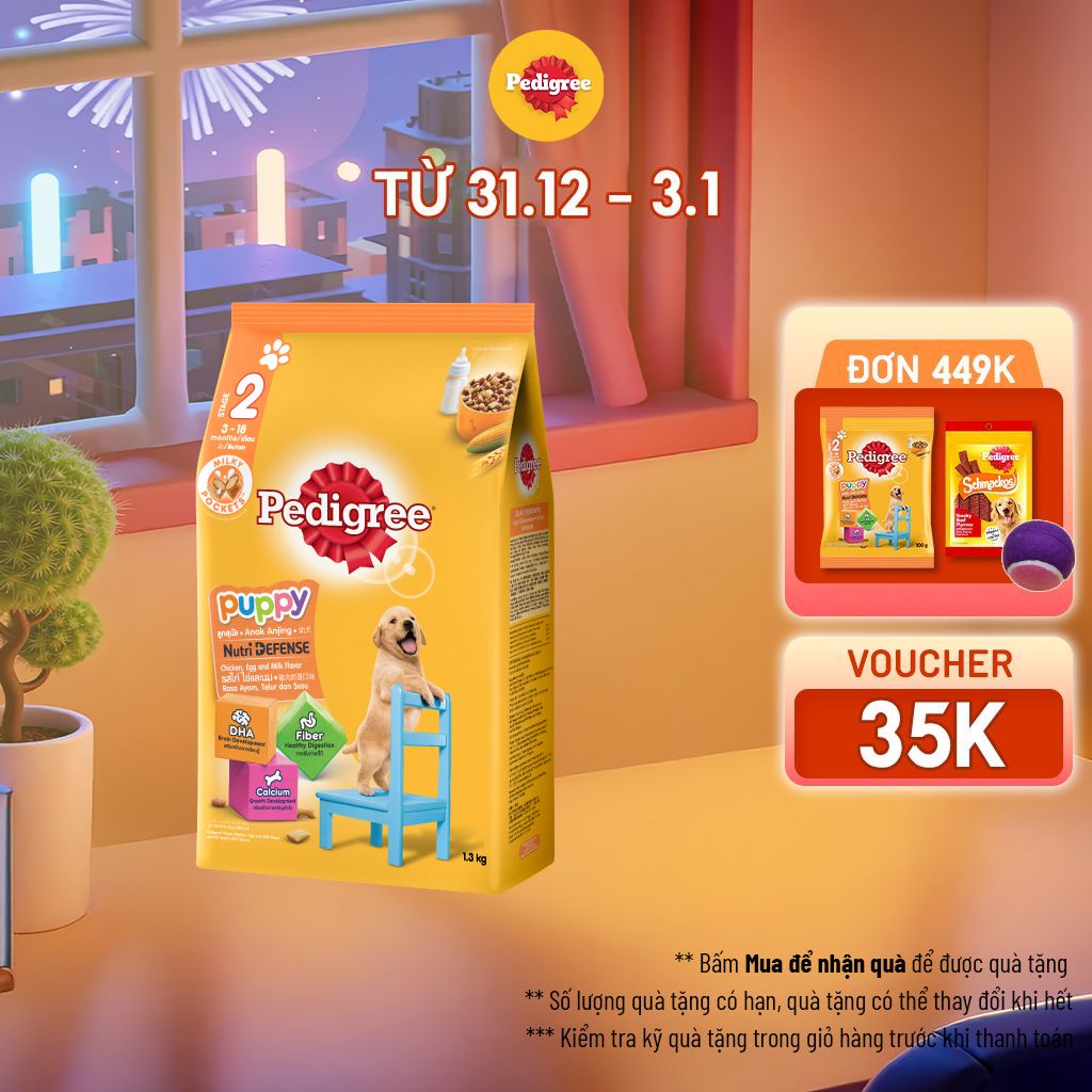 Thức Ăn Dạng Hạt Khô Cho Chó Con Pedigree Vị Gà Trứng Sữa