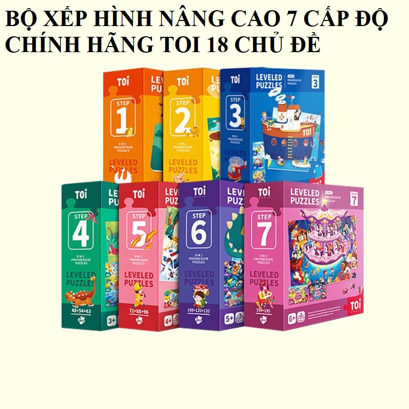 [HCM]Bộ xếp hình nhiều cấp độ 7 Level 18 mẫu cho bé từ 2 đến 7 tuổi trở lên - chính hãng TOI WORLD
