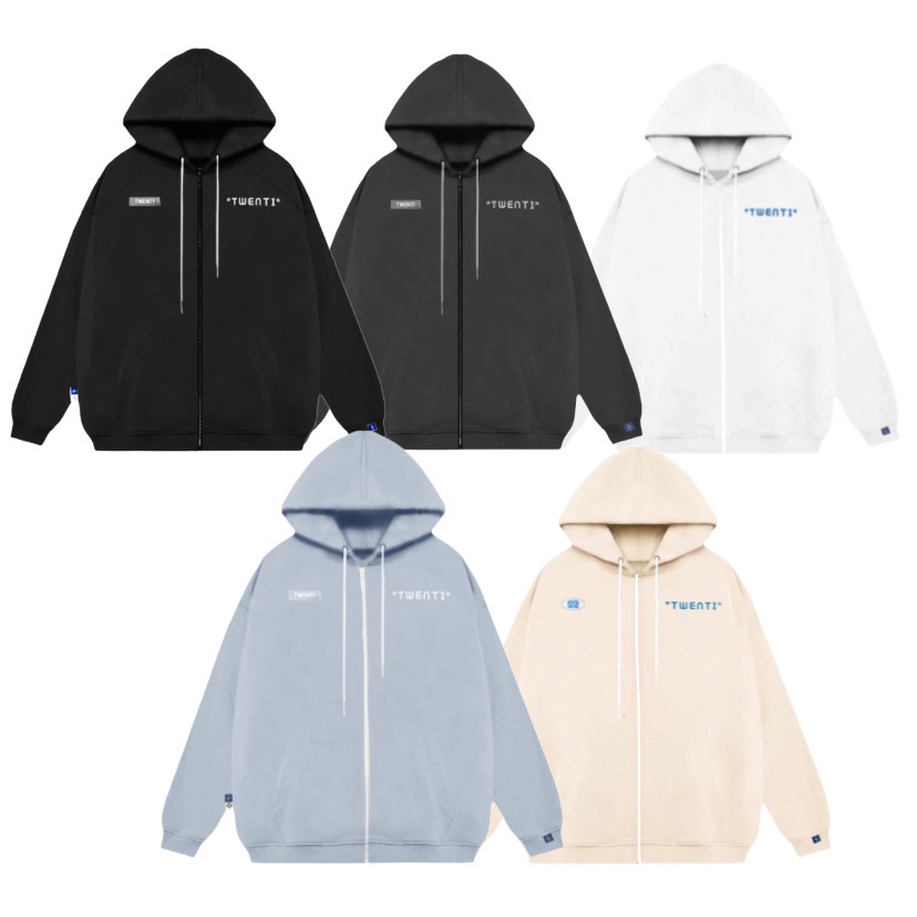 Áo hoodie nỉ zip twenti basic năng động