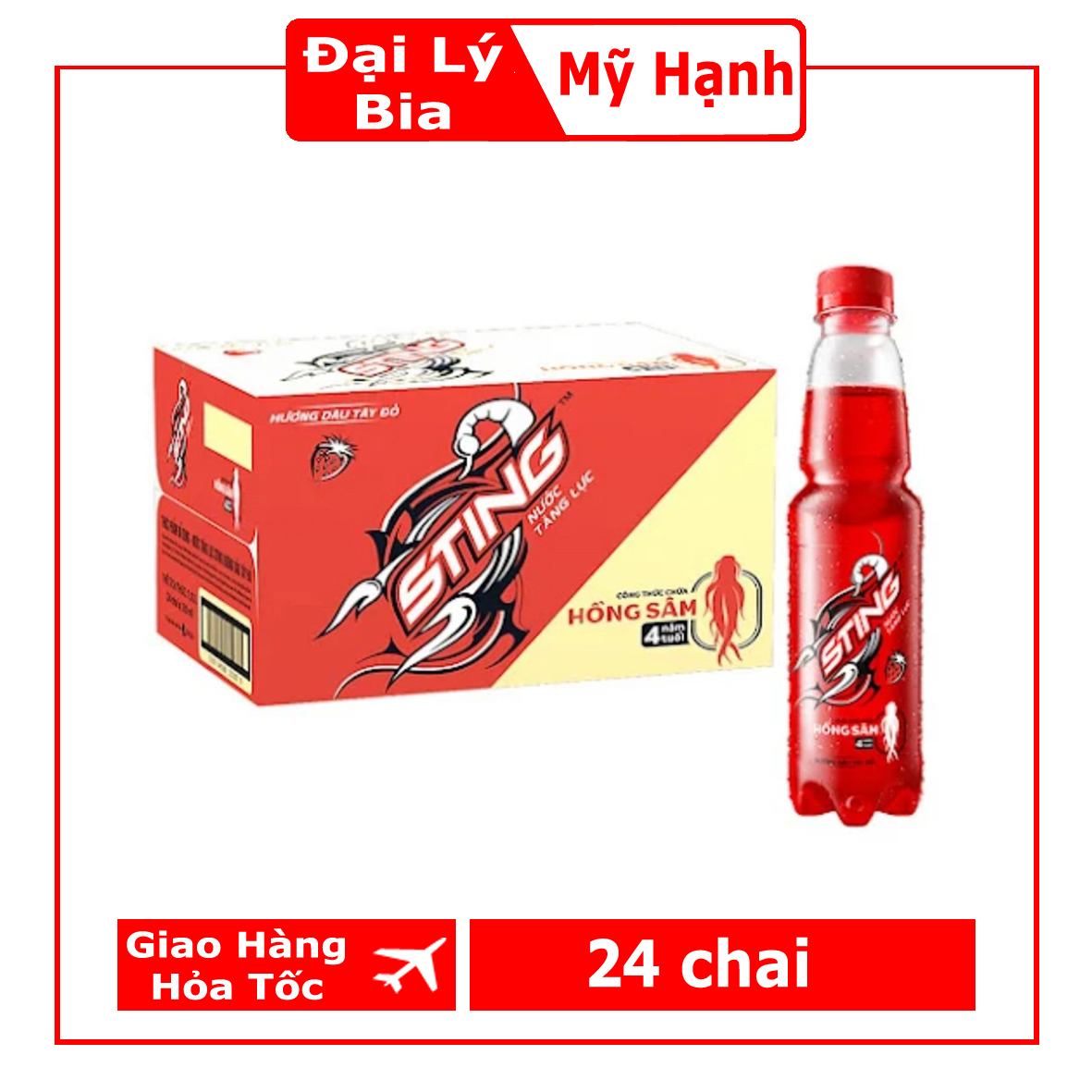 Thùng 24 chai nước tăng lực sting dâu