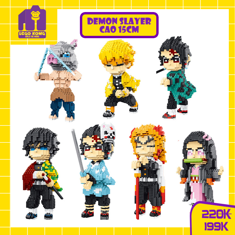 Mô hình lắp ráp Lego Demon Slayer xếp hình nhân vật Kimetsu no yaiba ginyu tanjiro lắp ghép zenitsu trang trí bàn học decor góc gaming