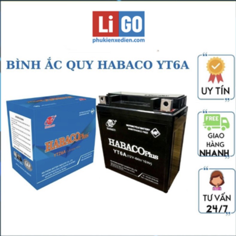 LIGO Ắc quy xe máy 12V 6Ah Habaco PLUS YTZ6A