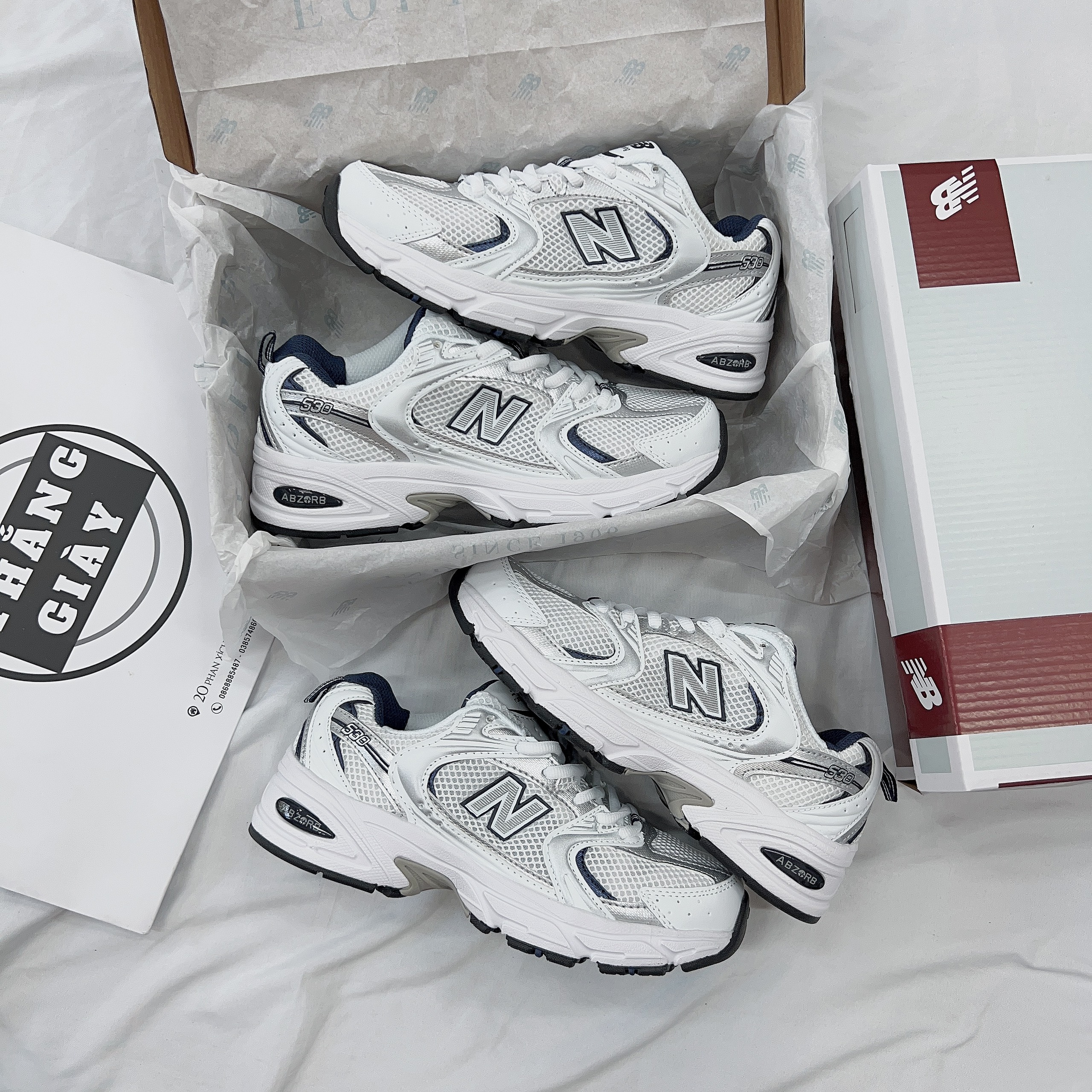 Giày thể thao nam nữ thắng giày newbalen 530 bạc