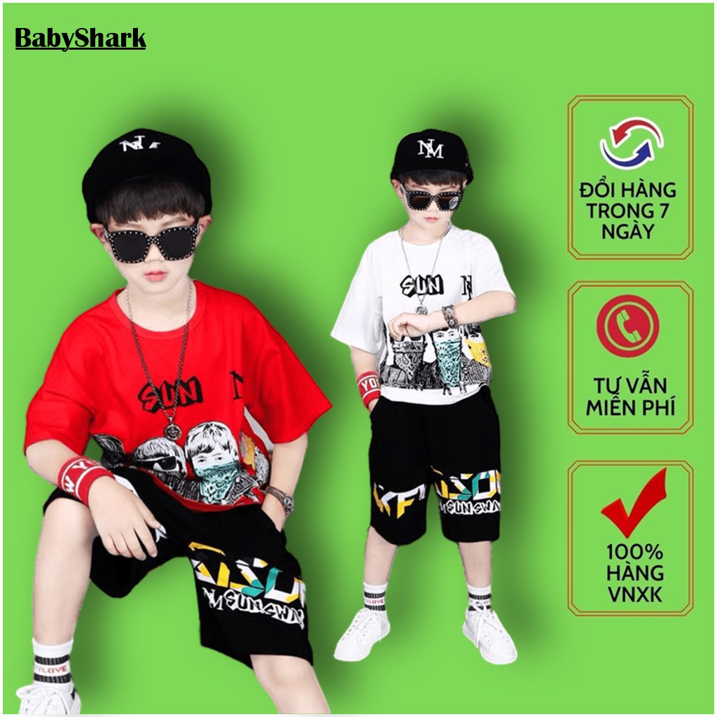 [HCM]Đồ Bộ Bé Trai size đại 40kg (88-89) - thời trang Trẻ Em Baby Shark Bộ Bé Trai mùa hè 0B