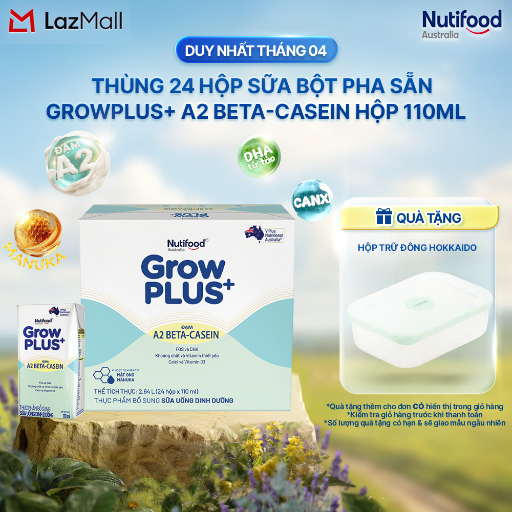 Box of 24 Boxes of Growplus+ A2 Beta-Casein Ready-To-Drink Powdered Milk 110ml Box