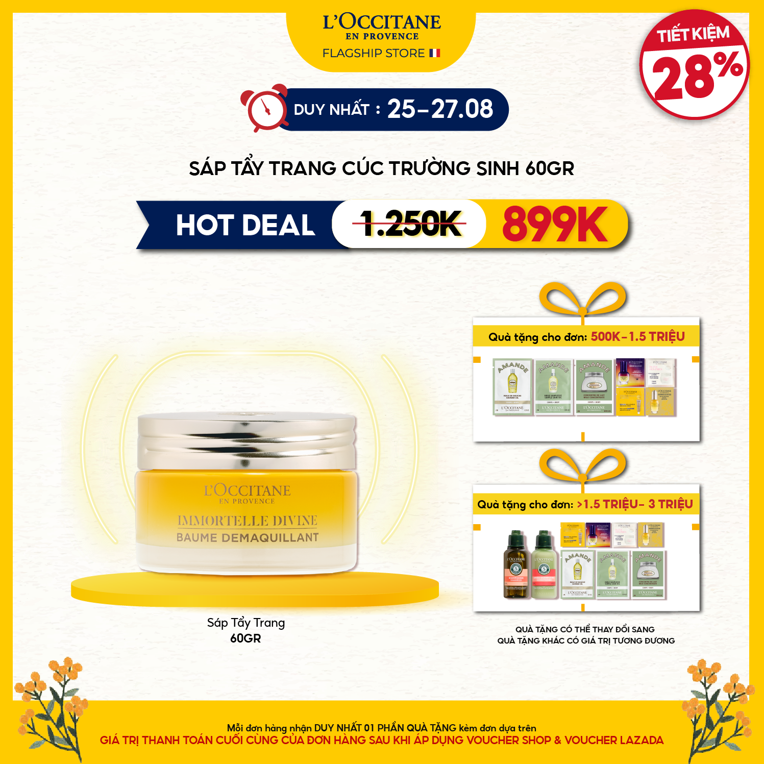 Sáp Tẩy Trang Chống Lão Hóa Cúc Trường Sinh L'Occitane Immortelle Divine Cleansing Balm 60gr