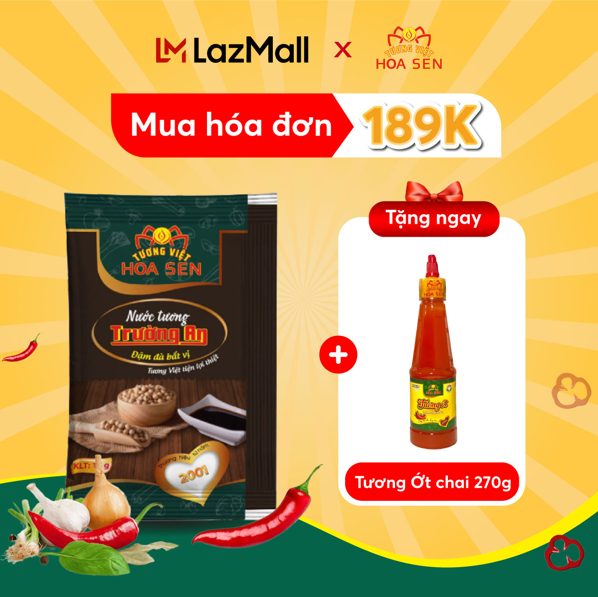 Nước tương gói 10g/ 250 gói/ túi-tương việt hoa sen