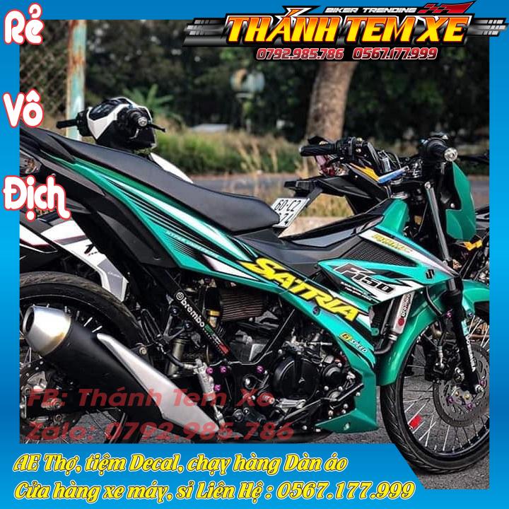 Tem rời Satria - Raider Fi 3 lớp xanh ngọc