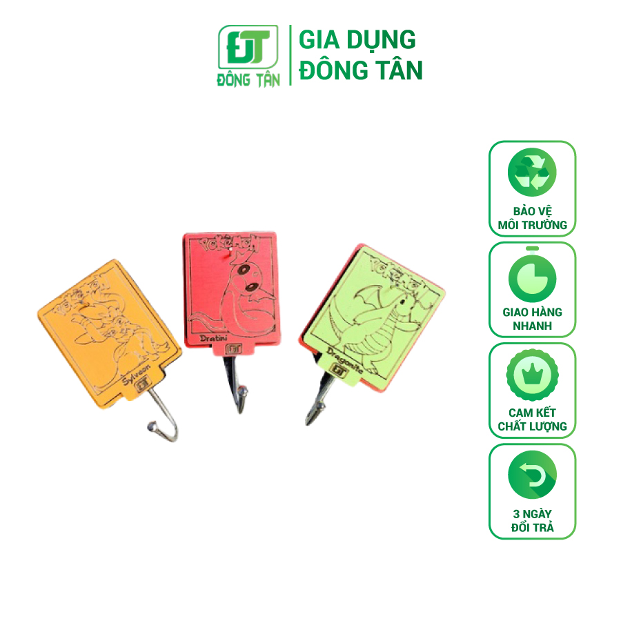 [HCM]Combo 6 Móc Dán Tường Bằng Gỗ POKEMON Móc Treo Bằng Inox Có Sẵn Đinh Thép Màu Ngẫu Nhiên