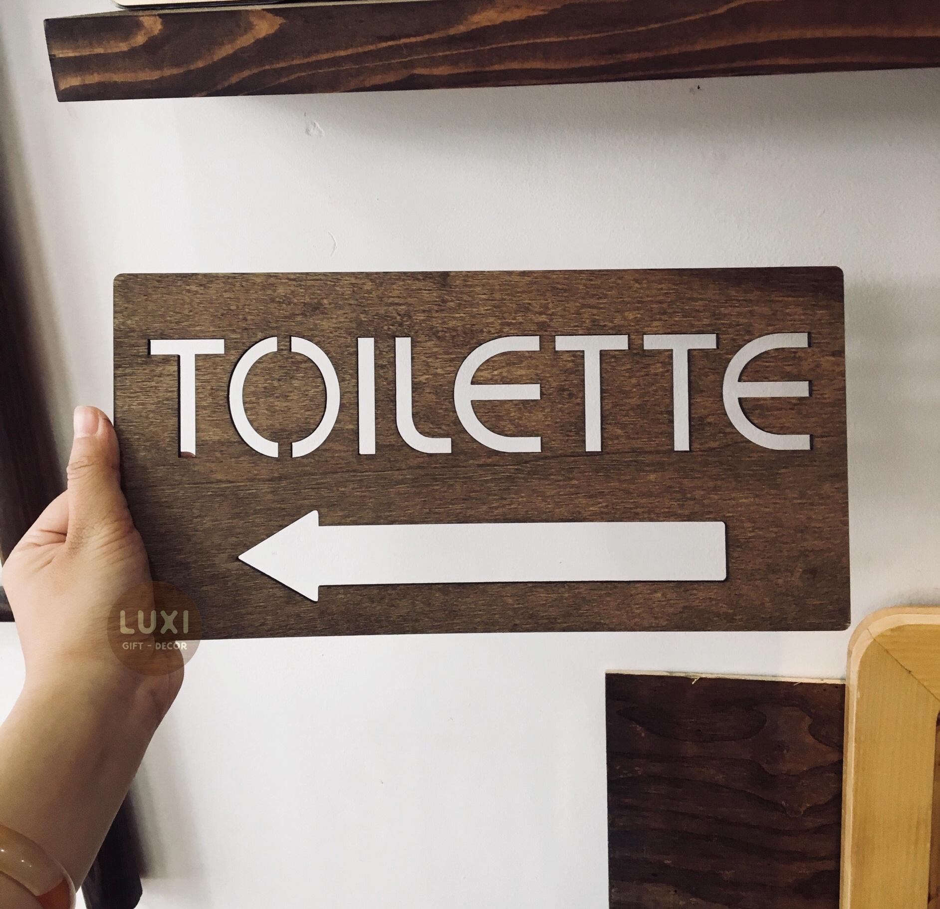 Bảng gỗ Toilet 1 mặt 03 hướng trái LUXI decor