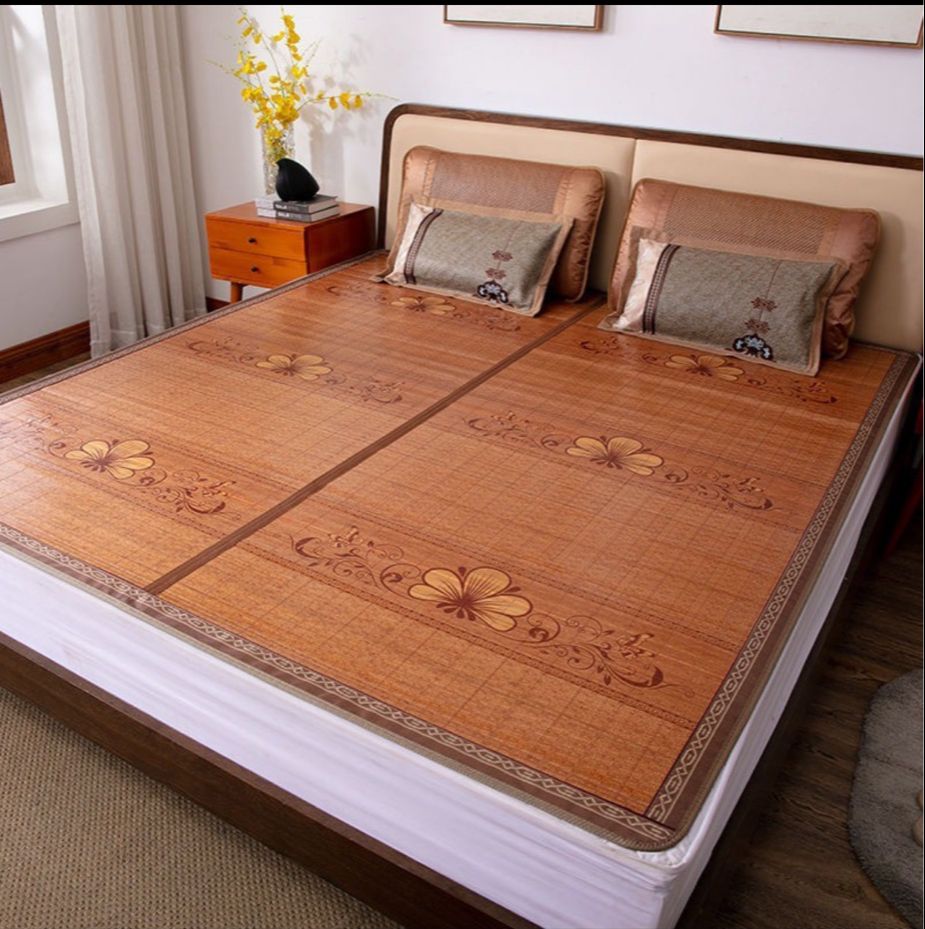 Chiếu trúc tăm vân gỗ , chiếu trúc tre in hoa tây bắc, cao bằng mùa hè mát lạnh 1.2m1.9m 1m6x2m - m8x2m