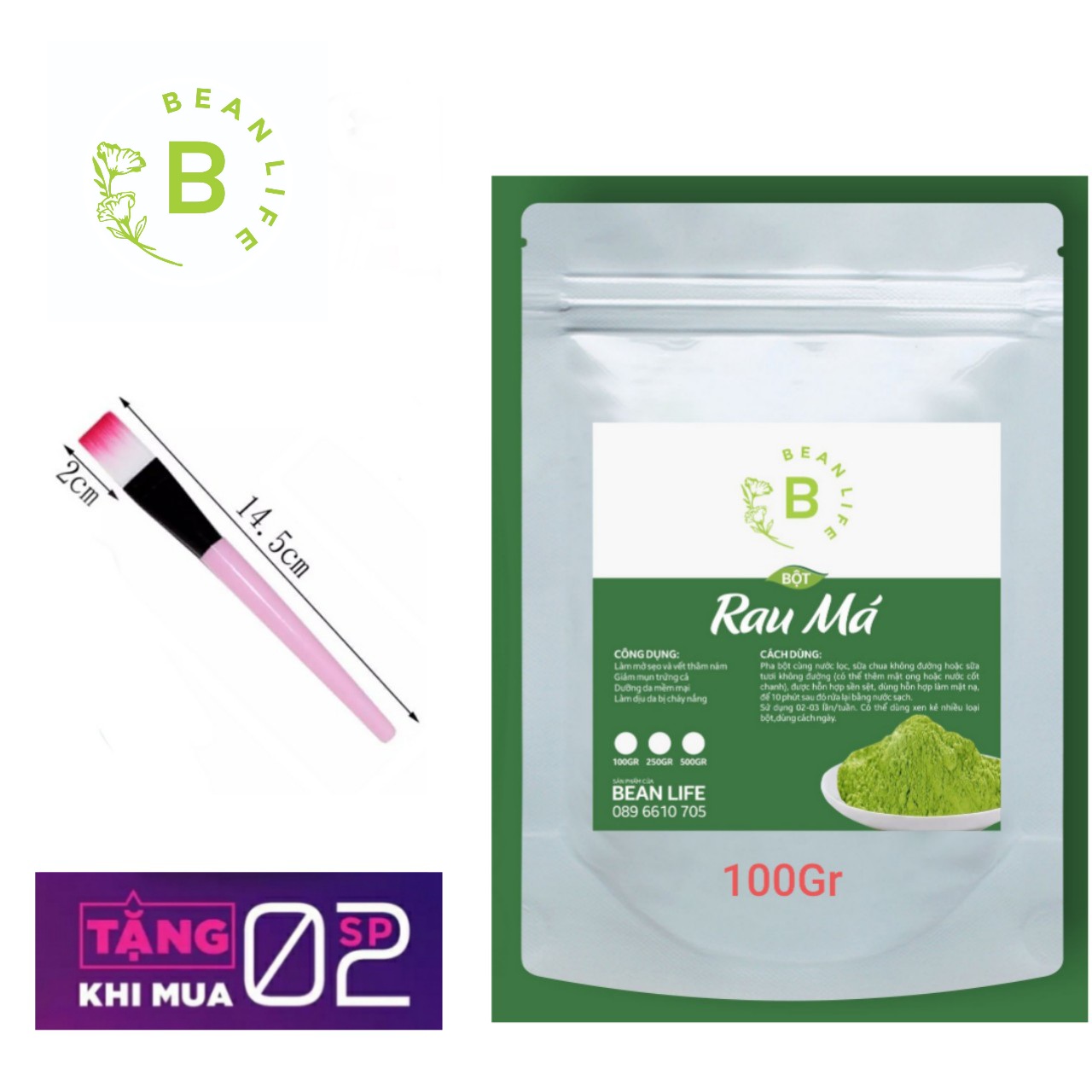 [HCM]Bột rau má handmade 100 gram nguyên chất giúp ngăn ngừa lão hóa trị mụn tẩy tế bào chết