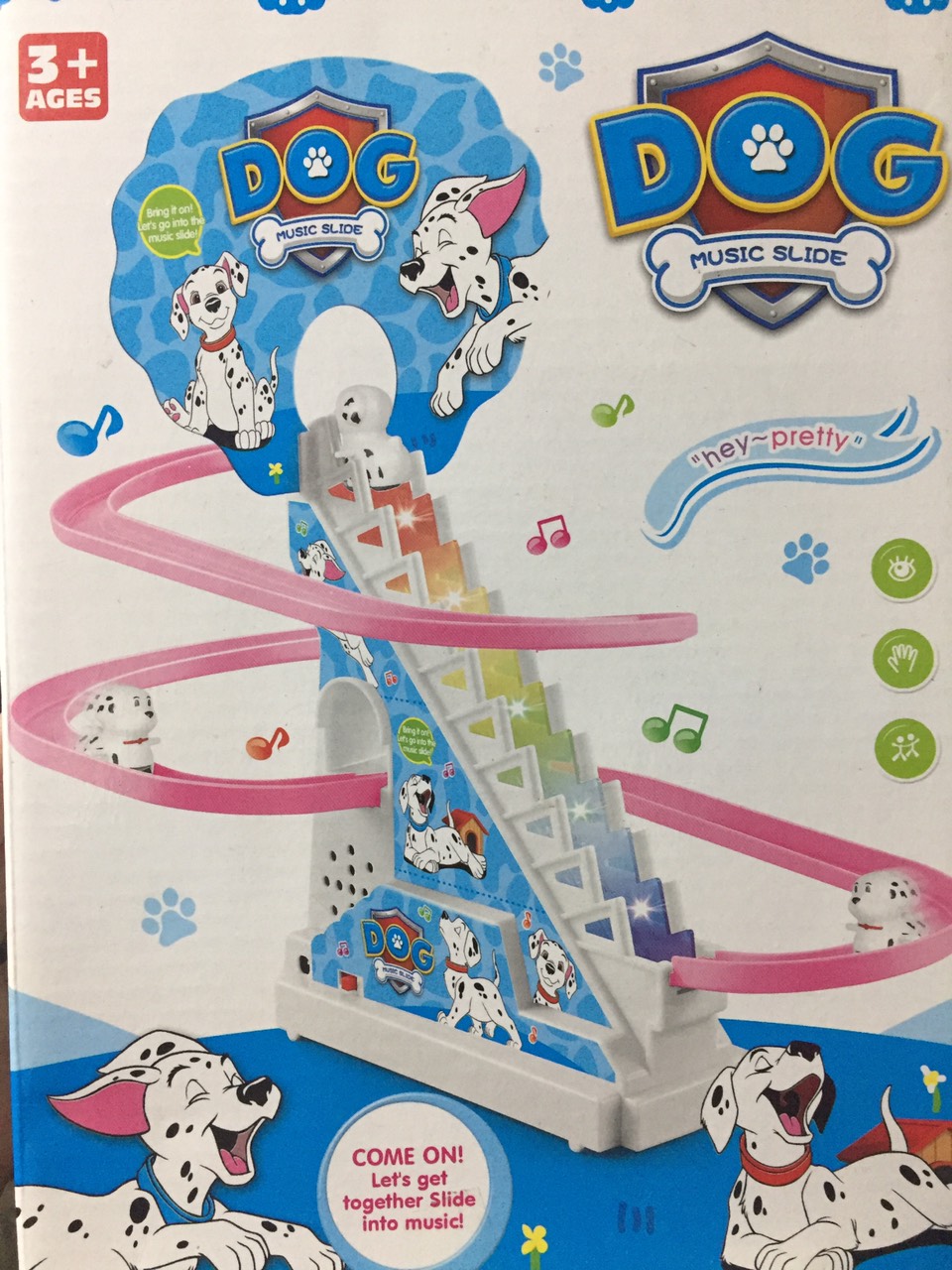 Hộp trò chơi chó đốm leo thang có đèn và nhạc