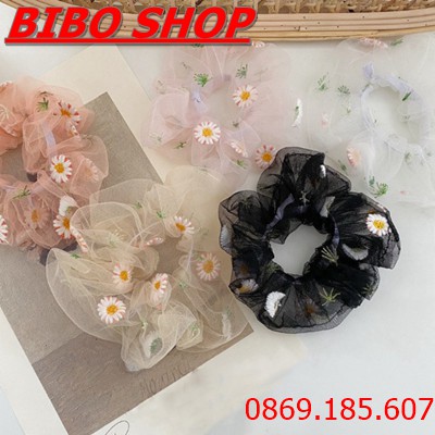 [GIÁ SỐC] Cột Tóc Vải Scrunchies Hoa Cúc Loại Đẹp, Dây Buộc Tóc Hoa Cúc Nữ Thời Trang