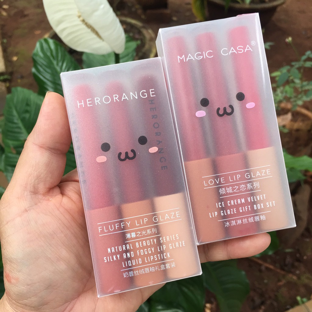 Siêu Rẻ  Set 3 Cây Son Kem Lì Herorange Fluffy Lip Glaze