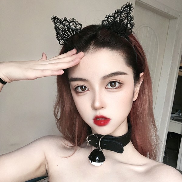 [HCM]Bờm Cài Tóc Tai Mèo Họa Tiết Ren Sexy  Cài Tóc Quyến Rũ