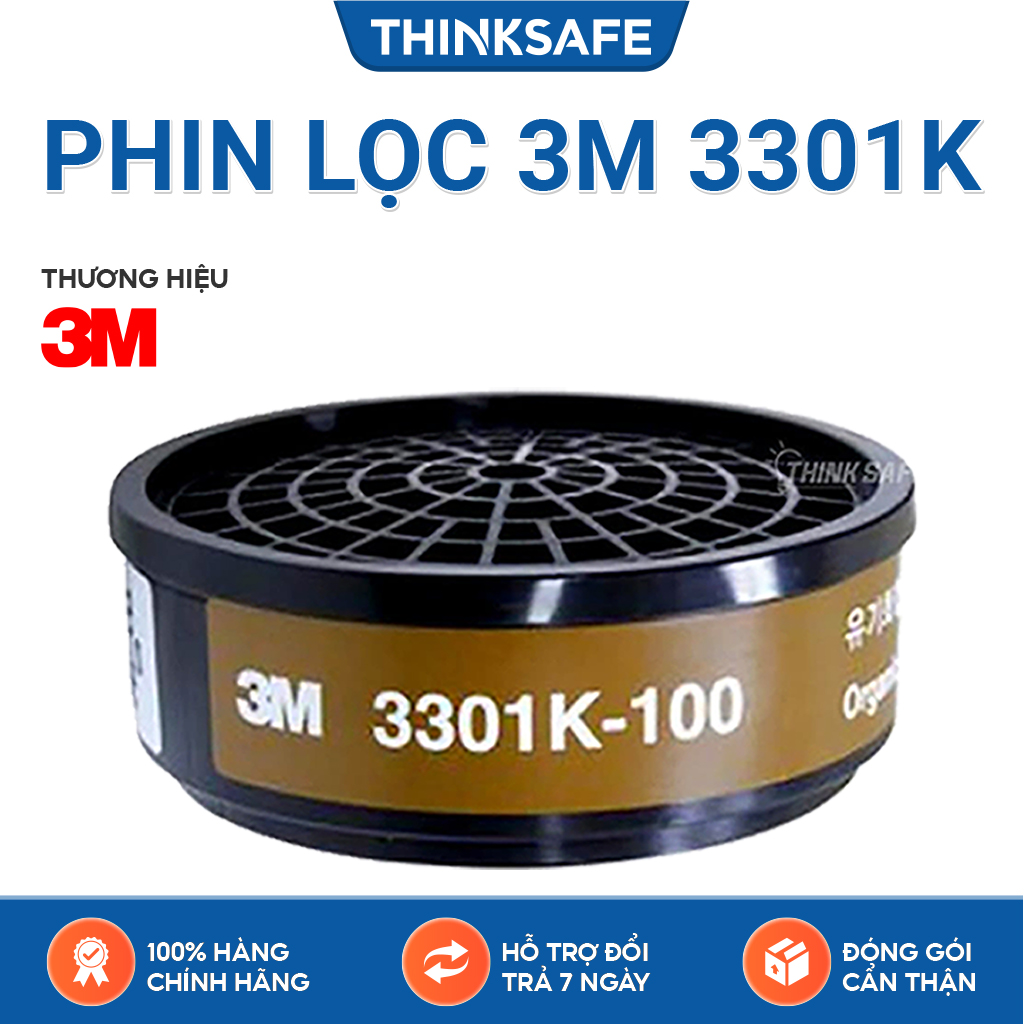 Phin lọc 3M 3301K chính hãng lọc bụi môi trường ô nhiễm hơi hữu cơ thường sử dụng cho mặt nạ phòng độc 3M 3200 Hf52 Thinksafe