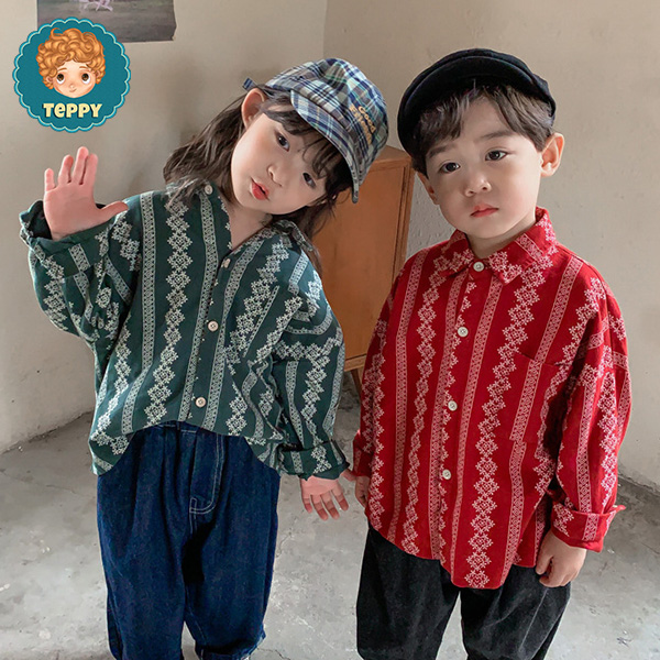 Áo sơ mi hoạ tiết tay dài cho bé