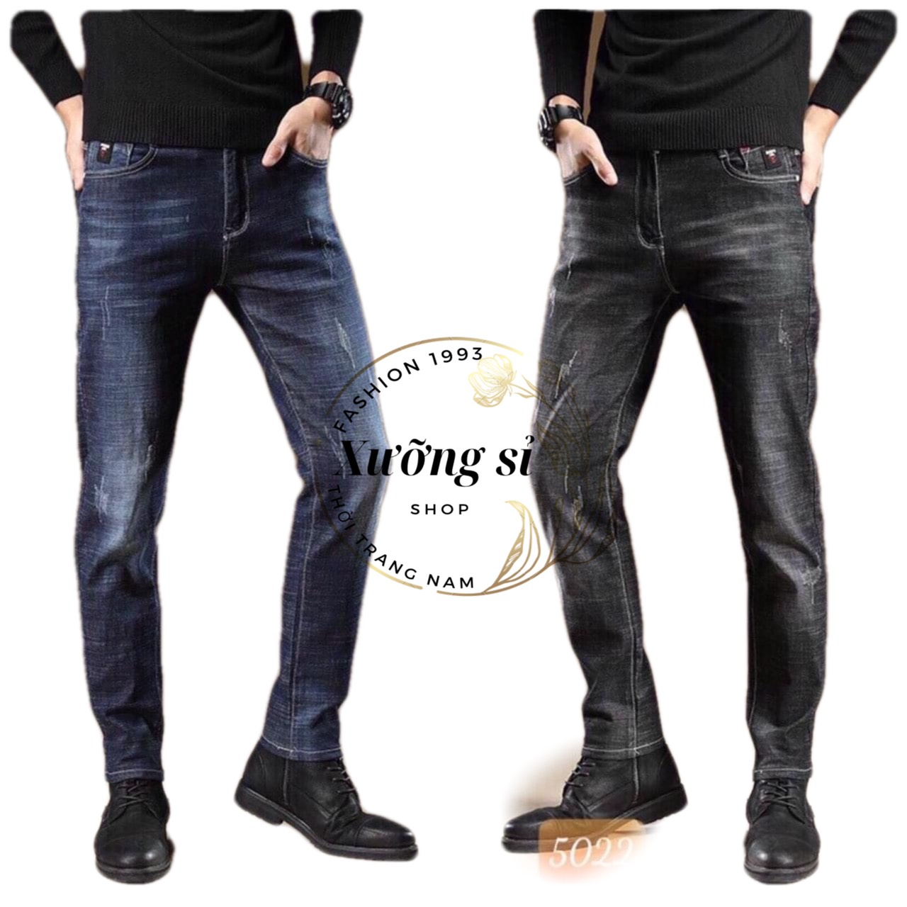 Quần jeans dài co giãn nam thơi trang cá tính cao cấp cào xước JC02 GIÁ SỈ