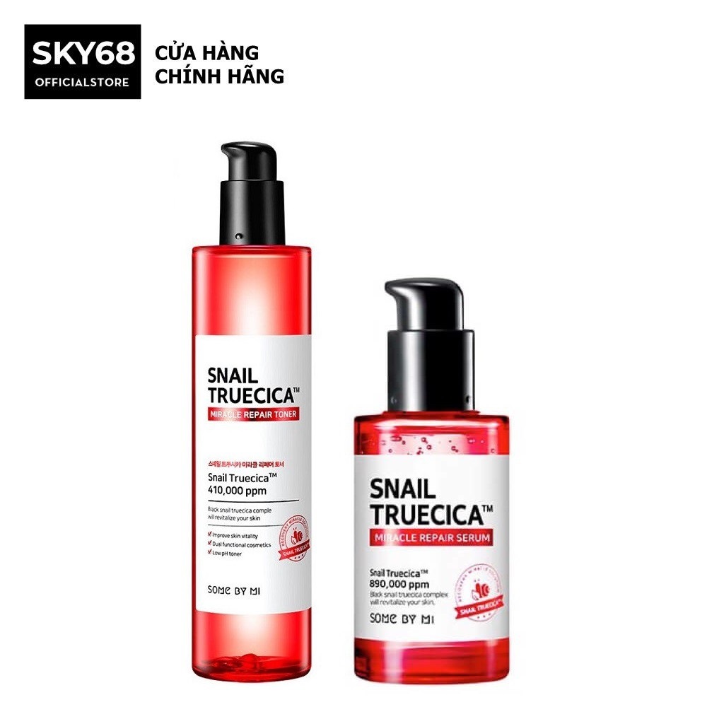 Combo Giúp Da Săn Chắc, Cải Thiện Thâm Sẹo Chiết Xuất Ốc Sên Some By Mi Snail Truecica Miracle Repair