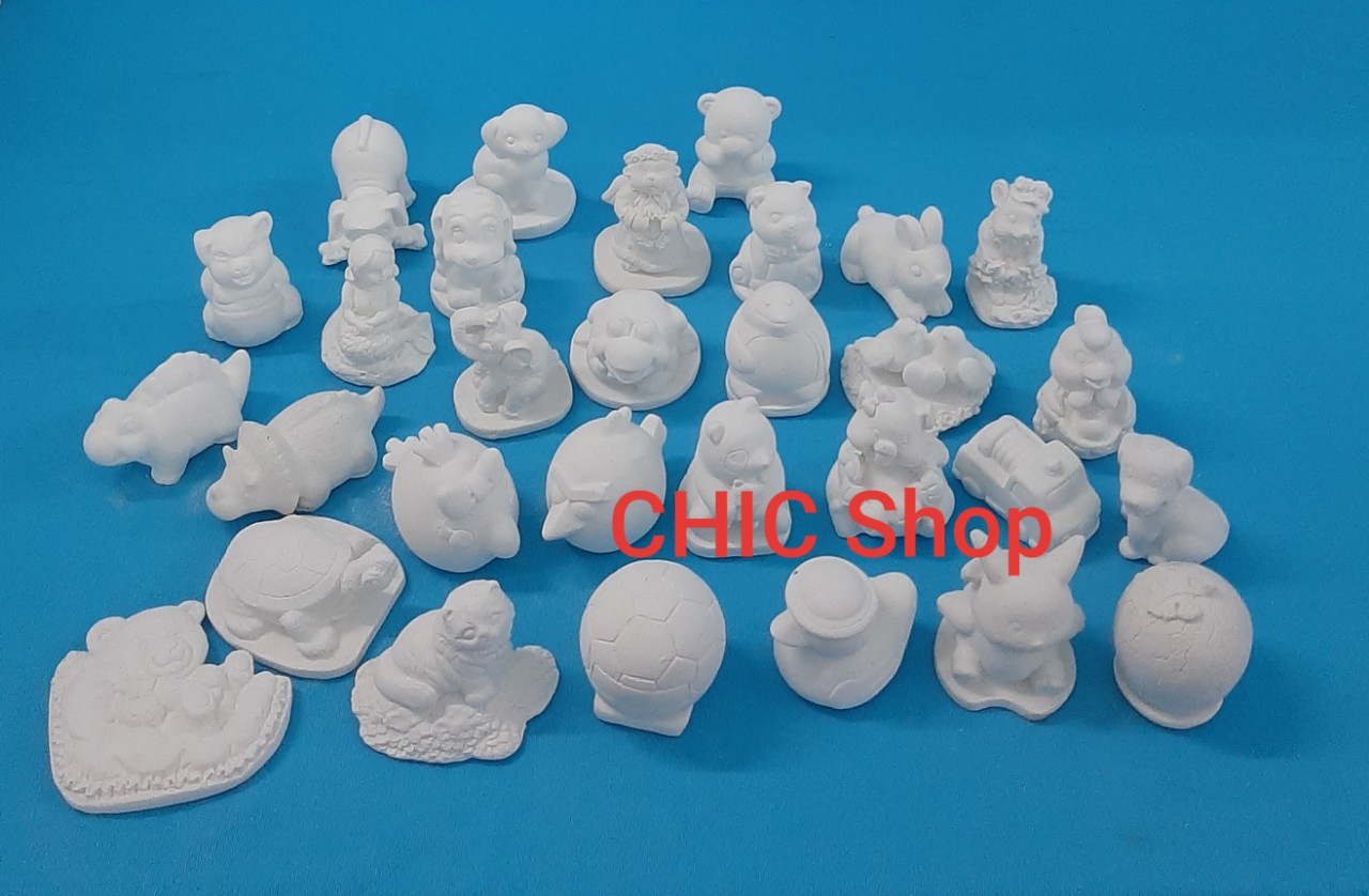 Bộ 30 tượng tô màu thạch cao size 5-7cm KHÔNG KÈM MÀU