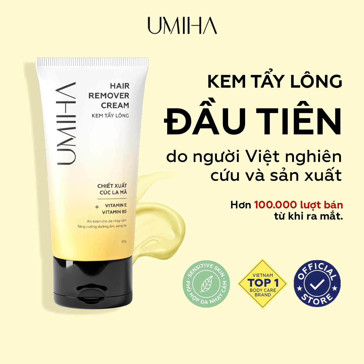  Kem tẩy lông Cúc La Mã UMIHA dành cho da nhạy cảm  65g  - Tẩy lông chân tay tẩy lông nách tẩy lông vùng k ín bikini 