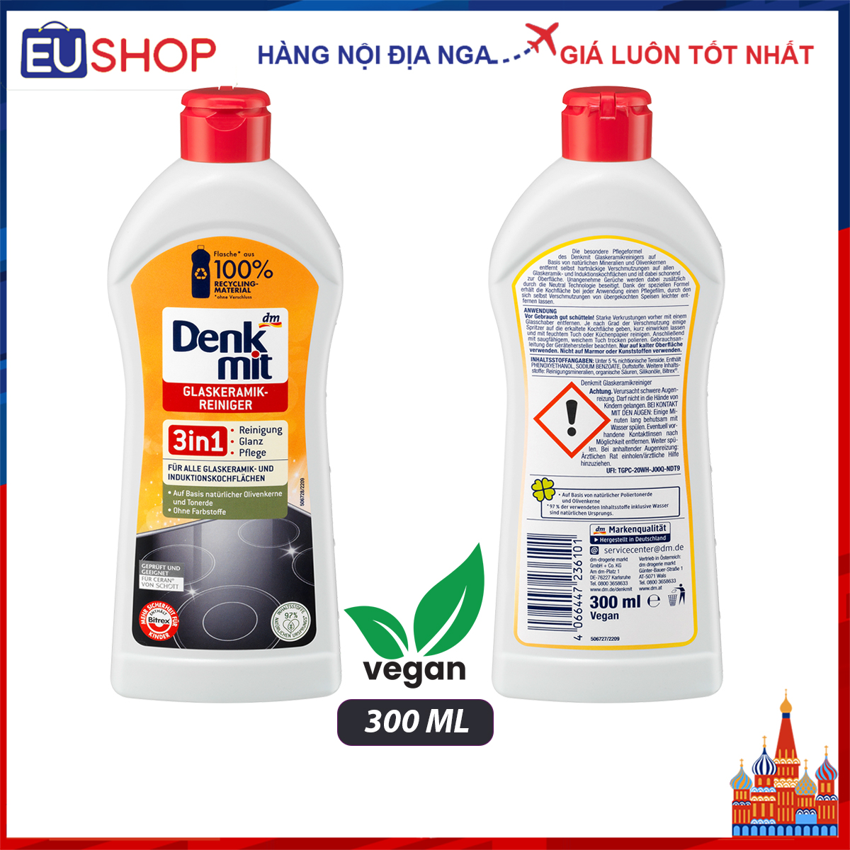 Nước lau bếp từ, bếp gas Denkmit 3in1, 300ml