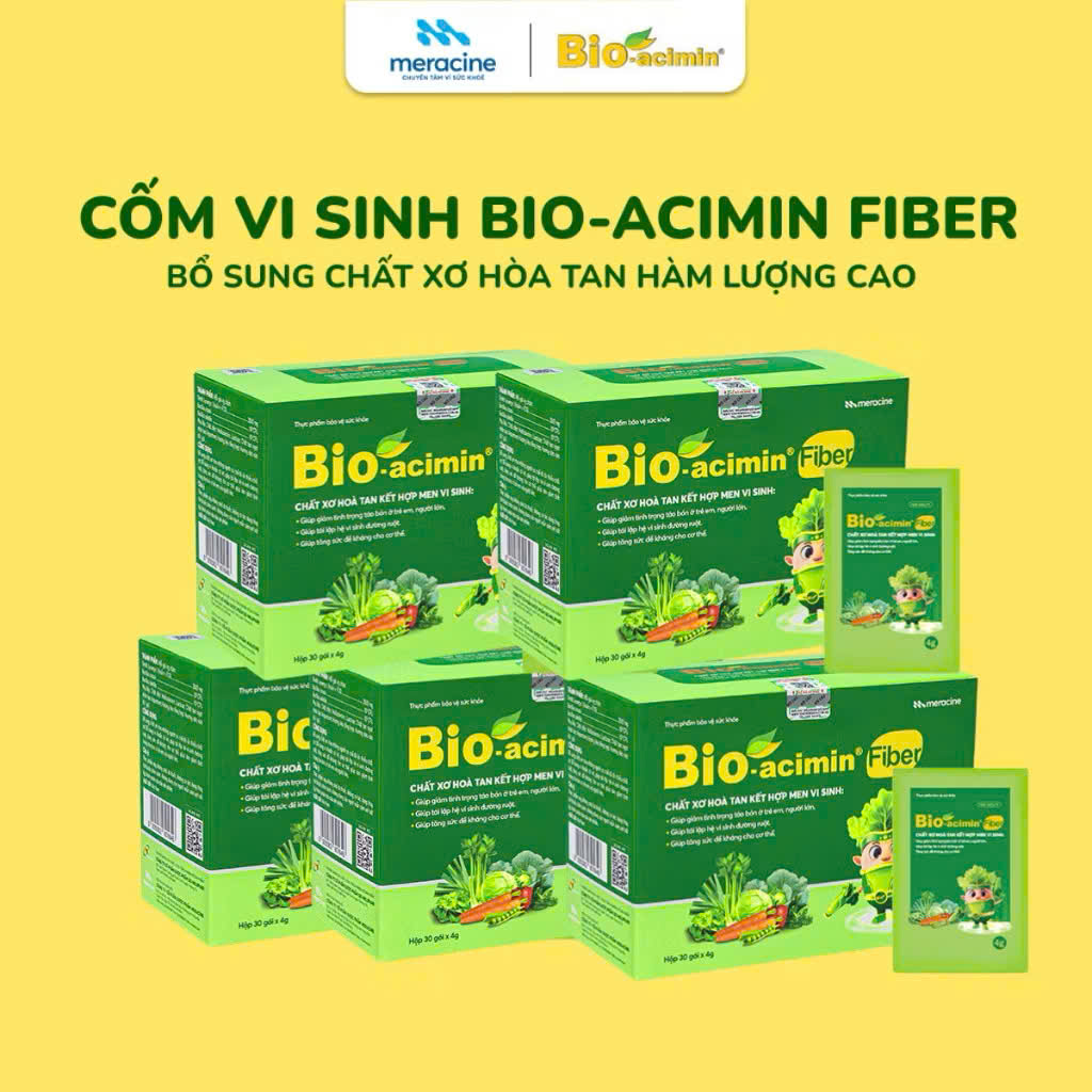 Combo 5 cốm vi sinh Bio acimin Fiber bổ sung chất xơ tự nhiên cải thiện tình trạng táo bón hộp 30 gói