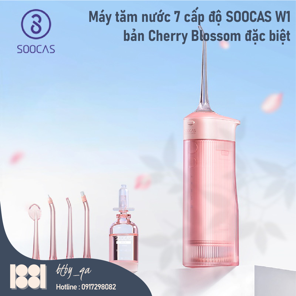 Máy tăm nước Xiaomi Soocas W1 7 cấp độ - không dây, có thể sạc lại.
