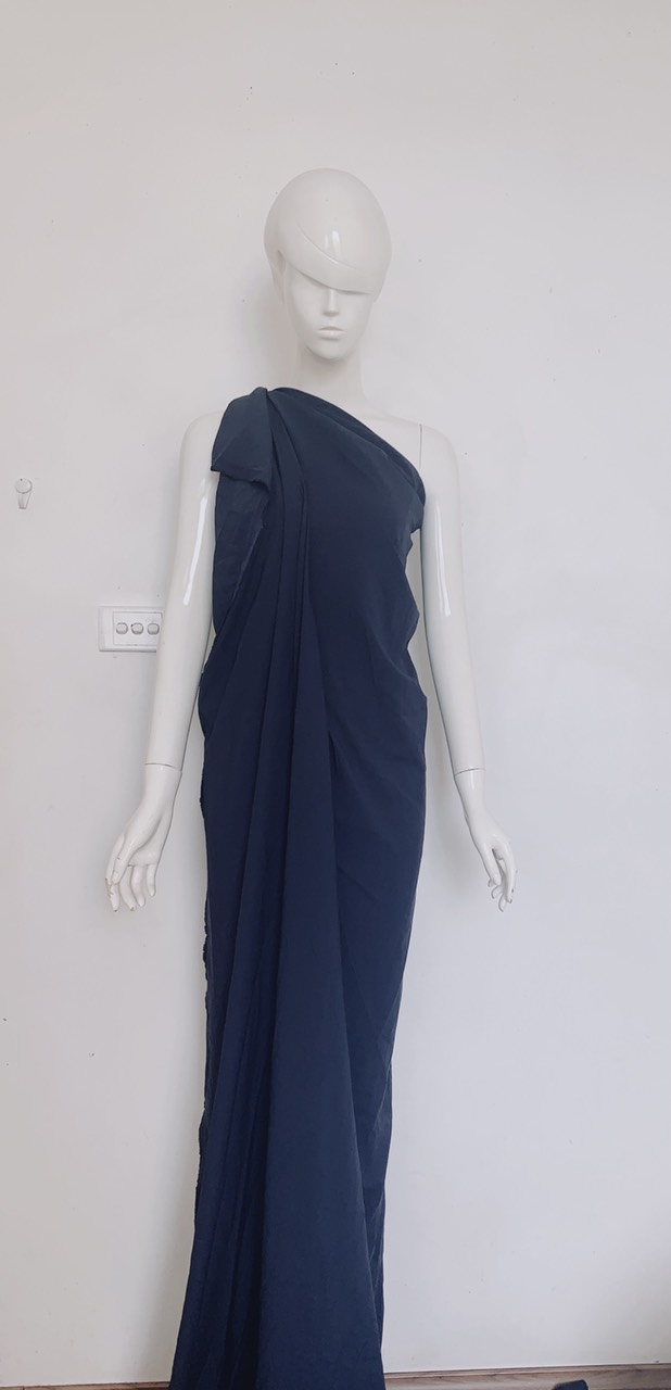 1m vải co giãn màu xanh đen chất đẹp mềm mịn khổ 1m50 may bộ quần áo, váy đầm, dạ hội, maxi