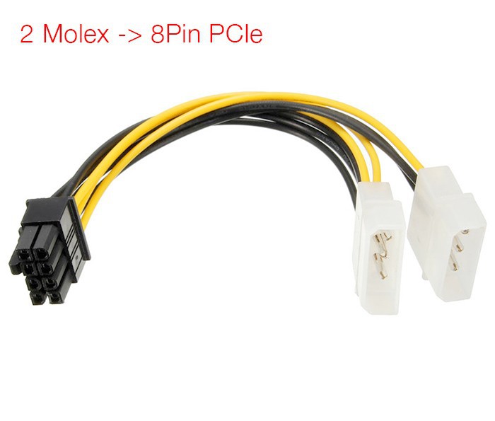 Cáp chuyển đổi nguồn 2 ATA sang molex 8 pin card vga , card riser