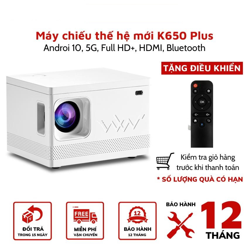 Máy chiếu mini full hd 1080p máy chiếu mini Máy chiếu K950 plus/ K650/ K550 Full HD Kết Nối Hệ Điều Hành Android Hỗ trợ 4K kết nối wifi bluetooth nhỏ gọn Bảo hành