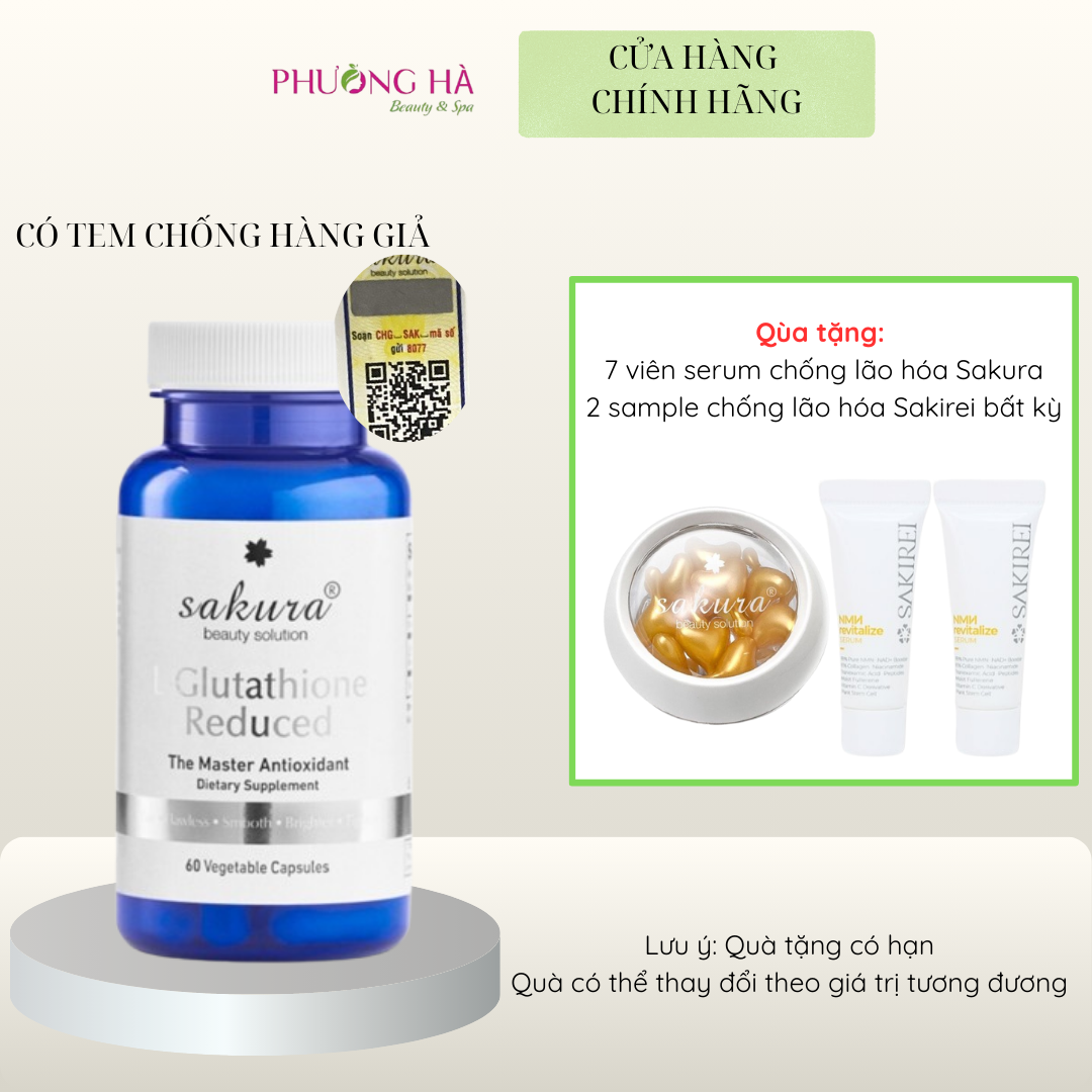  Viên uống trắng da chống lão hóa Sakura L - Glutathione Reduced 60 viên 