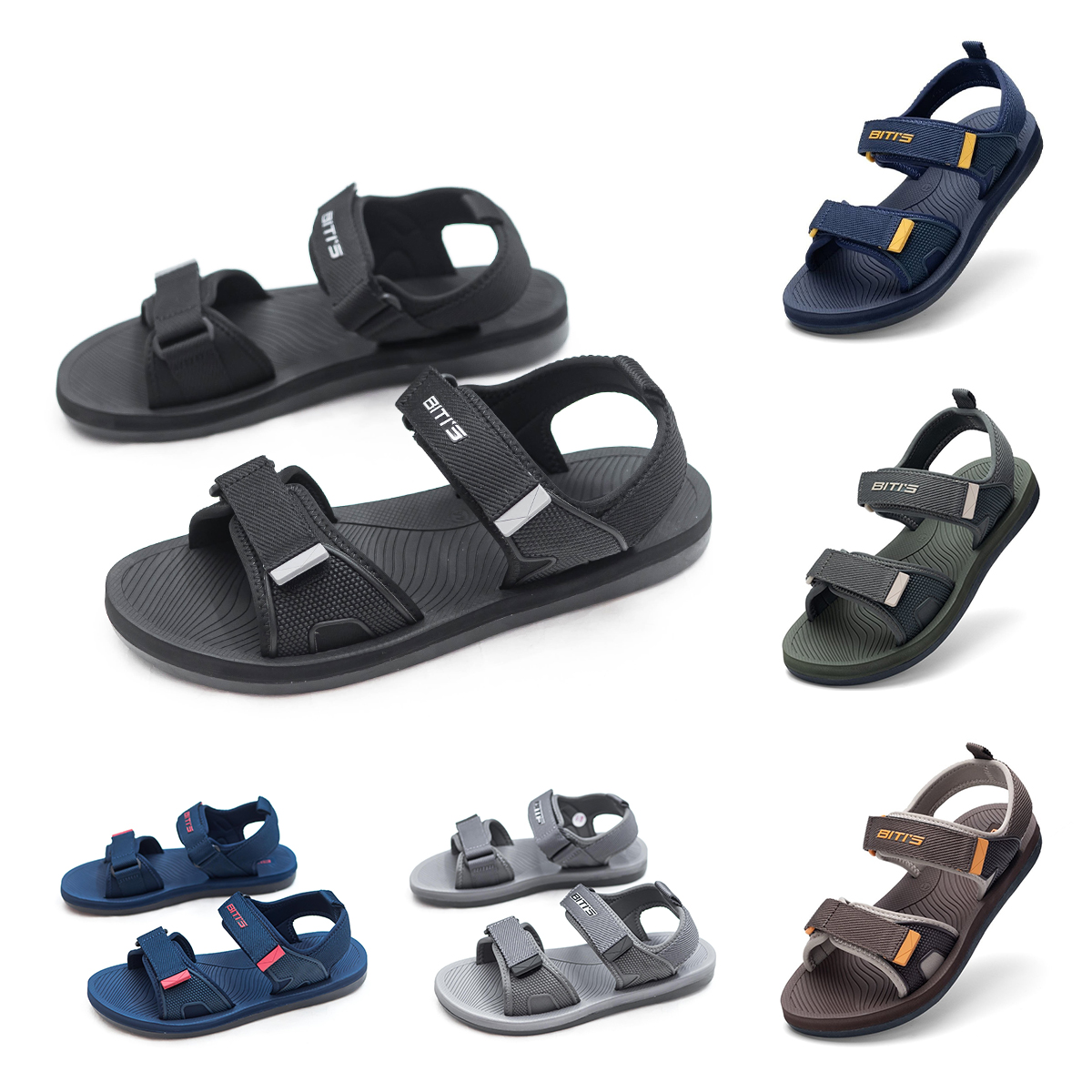[Hoàn Xu] GIÀY SANDAL QUAI HẬU HỌC SINH NAM BITI'S XỐP ĐẾ CAO SU CHỐNG TRƯỢT BXM001400 (ĐEN + XÁM + XANH NHỚT + RÊU + XANH DƯƠNG ĐẬM) - BITIS