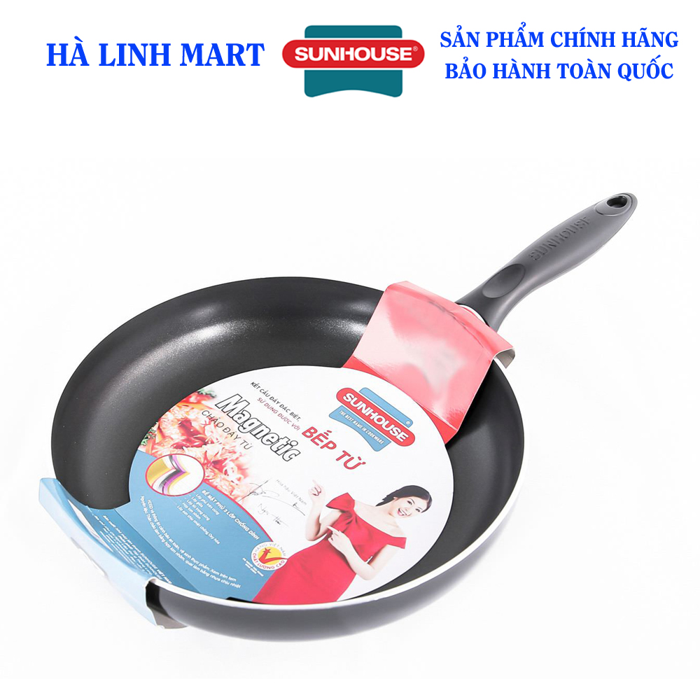 Chảo từ Sunhouse Magnetic Pan SHM18, Chảo đáy từ Sunhouse, Chảo từ Size 18cm, thiết kế hiện đại, Lòng chảo tráng 3 lớp chống dính Whitford siêu bền, an toàn sức khỏe, sản xuất tại Việt Nam