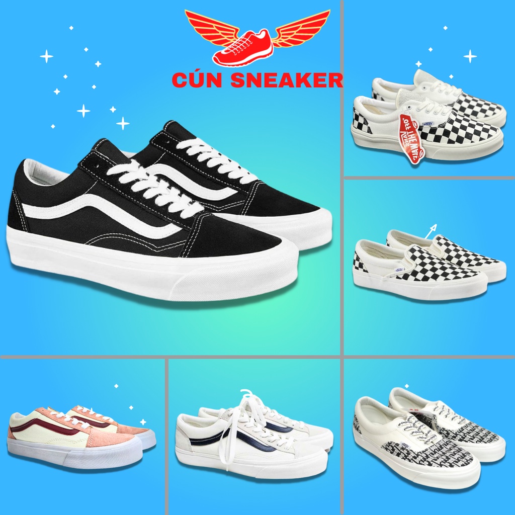 Giày thể thao Vans vault old skool, Vans Fog, Vans caro đủ màu đen, trắng chuẩn sc đủ size nam nữ Full Box