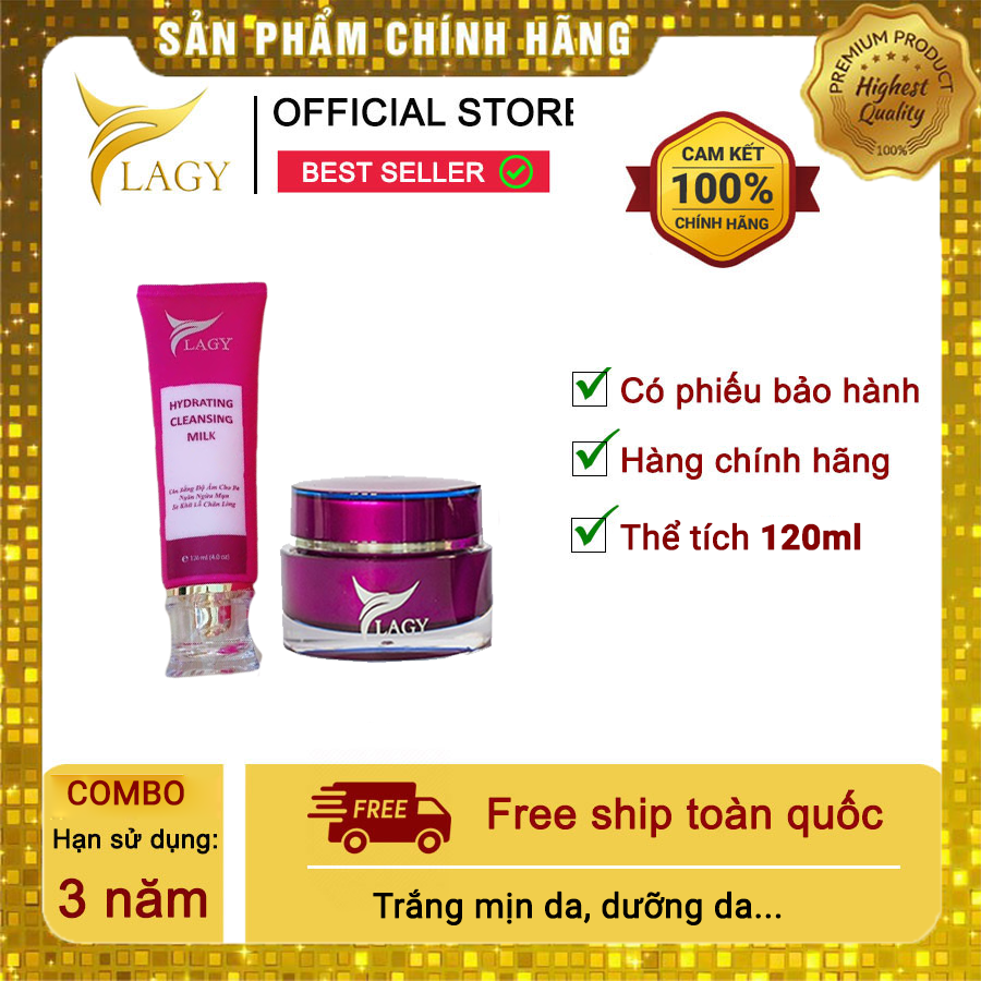 [HCM]Combo Kem face Collagen Sữa non YLAGY & Sữa rửa mặt 3 in 1 YLAGY loại bỏ nám tàn nhang