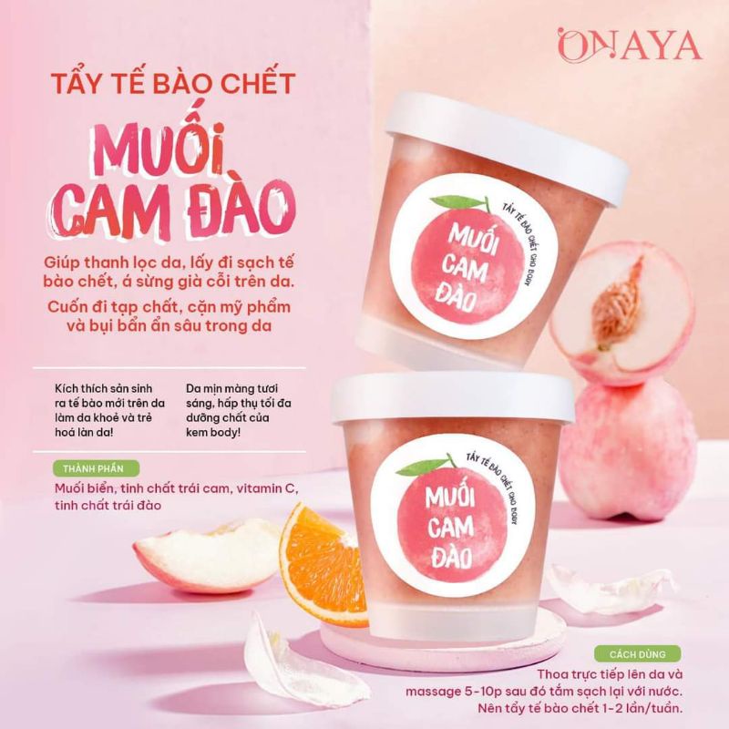 MUỐI CAM ĐÀO-Tẩy da chết muối cam đào Onaya mềm mịn lưu hương đào-CHÍNH HÃNG