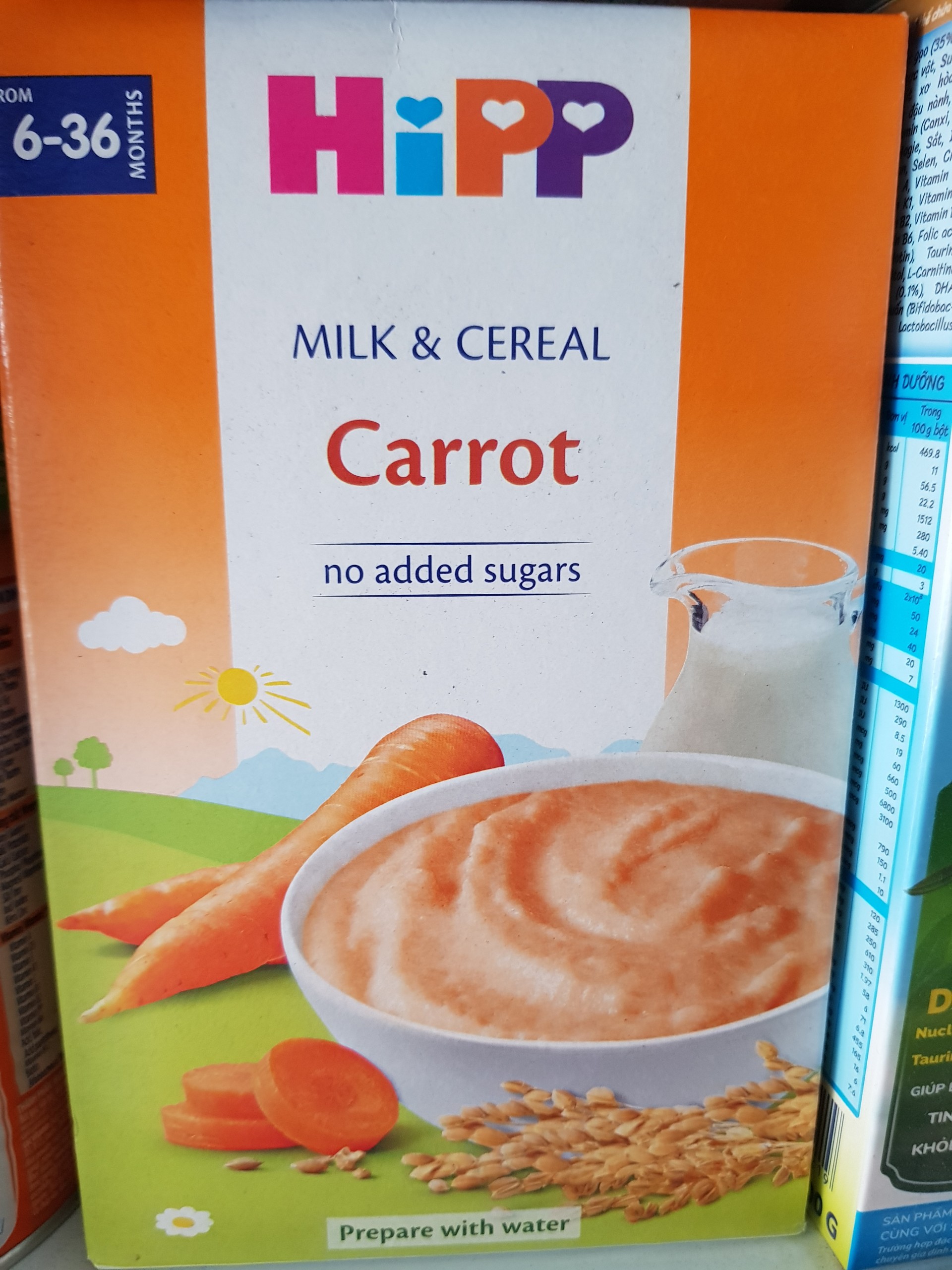 Bột ăn dặm HiPP 250g dinh dưỡng sữa và rau củ (Cà rốt)