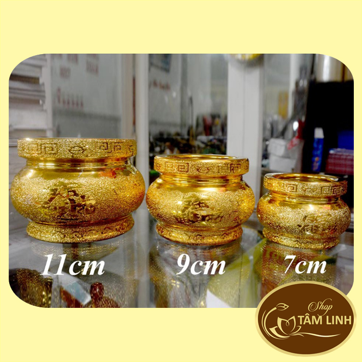 Lư hương thờ cúng màu kim sa vàng - nhiều cỡ