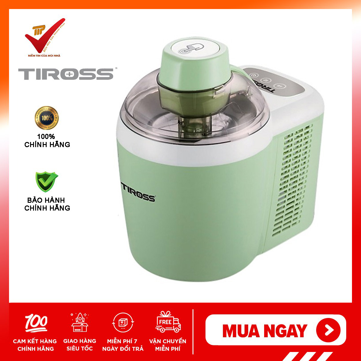 Máy làm kem tươi gia đình tiross ts9090,sản phẩm chính hãng, bảo hành 12 tháng
