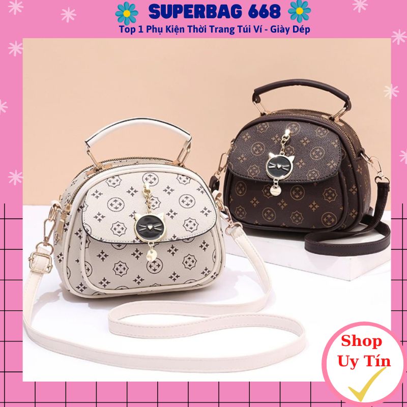 Túi đeo chéo nữ ❤️freeship❤️ túi xách da mềm phụ kiện mèo xinh 252