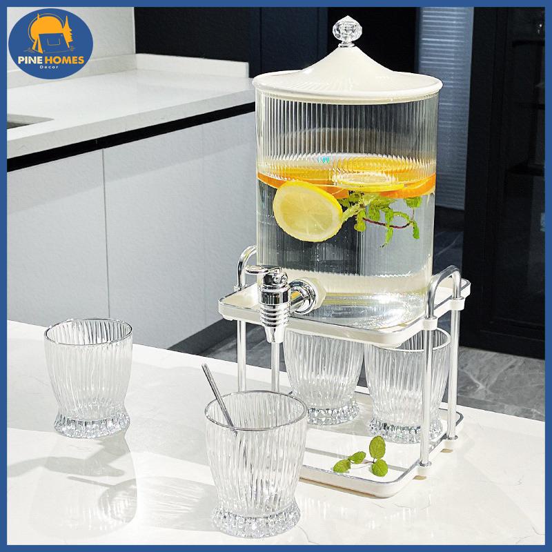 Bộ bình đựng nước uống, bộ bình pha nước trái cây kèm 4 cốc tone trắng dung tích 3,5l