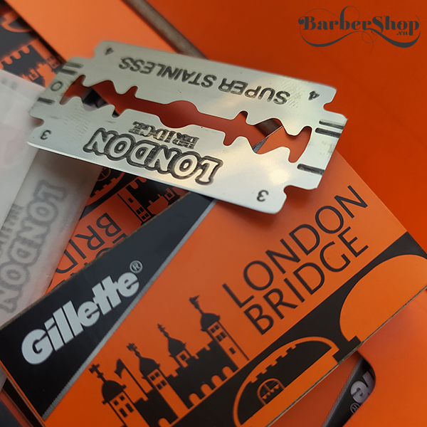 Hộp 100 Lưỡi Lam Gillette London Bridge ( Cam ) Siêu Bén Dành Cho Barbershop ,Spa.100 Cái / Hộp ( 10 Hộp Nhỏ )