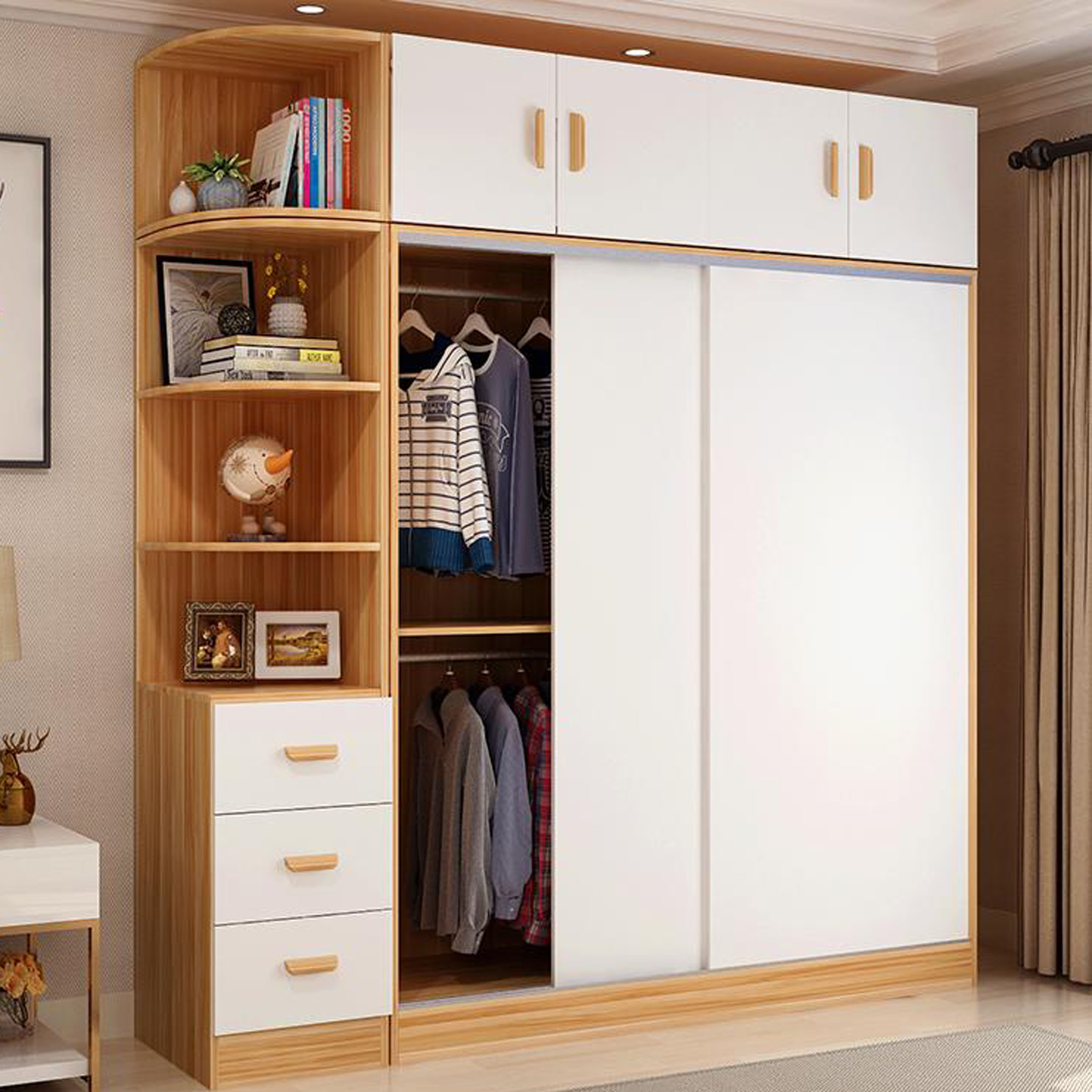 Tủ Quần Áo Hiện Đại Kệ Ngăn Kéo Bên Hông Gỗ Mdf ,Tủ Áo Cao Cấp ( Có Đặt  Theo Kích Thước ) | Lazada.Vn
