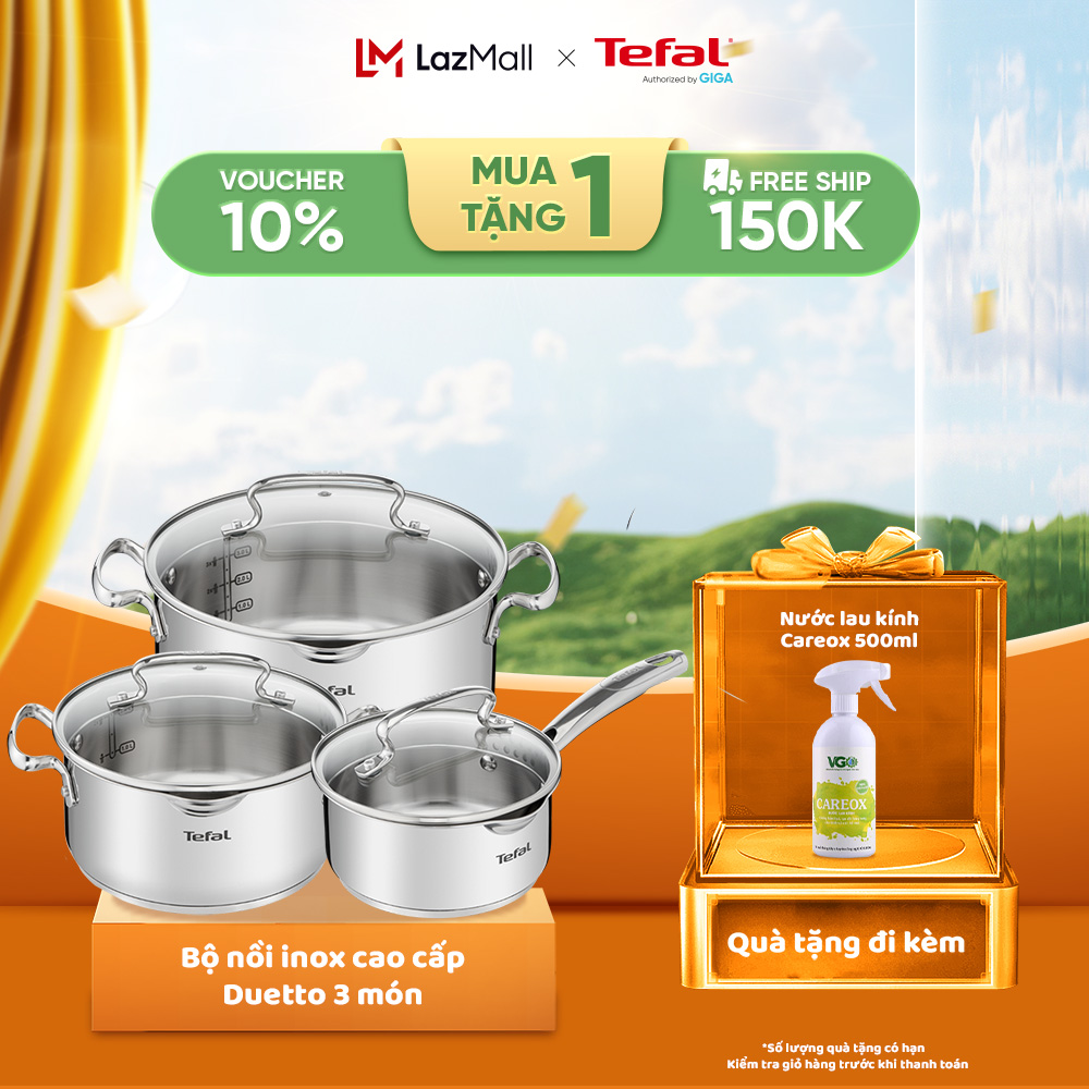 Bộ 3 nồi inox cao cấp tefal duetto plus g719s674 - quánh 16cm, nồi inox 20cm, nồi inox 24cm