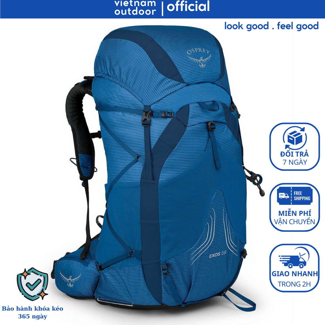 Balo Leo Núi OSPREY EXOS 58 Có Trợ Lực Áo Mưa Đi Kèm Thiết Kế Khoa Học Tiện Dụng Nhiều Ngăn