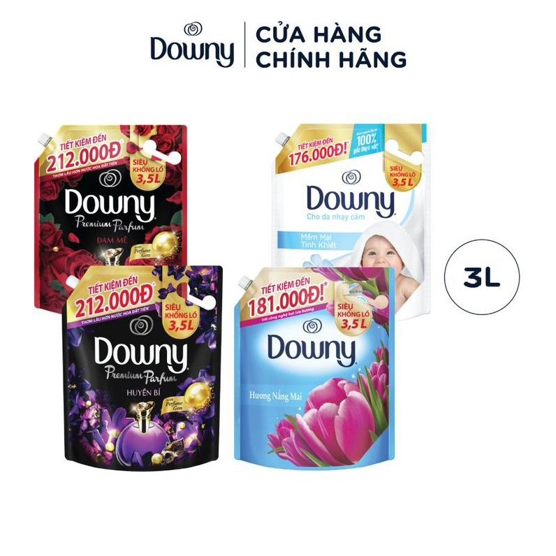 [HCM] Nước xả vải Downy 3L Xanh/Đỏ/Đen/Trắng