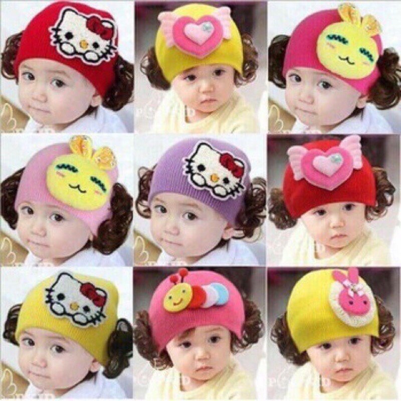 Mũ len kèm tóc giả cho bé/Mom Space